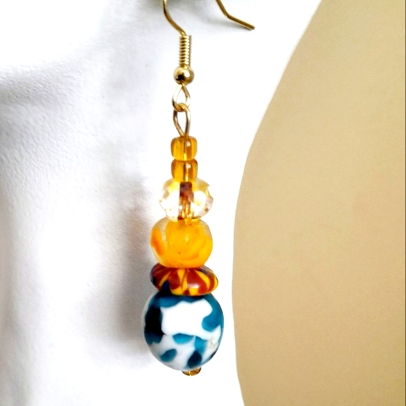 Sold! New handmade glass bead drop earrings - Picture 2 of 6